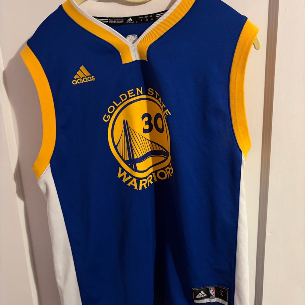 adidas Kids Golden State Warriors Blue and Yellow Stephen Curry #30 Jersey